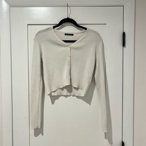 Brandy Melville white button up sweater